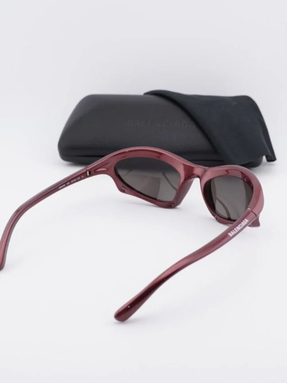 Balenciaga BB0229S 005 Unisex Oval Sunglasses - Bordeaux / Grey